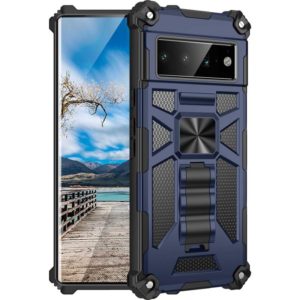 For Google Pixel 6 Pro Armor Shockproof TPU + PC Magnetic Phone Case with Holder(Blue) (OEM)