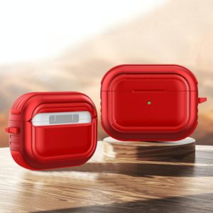 Wireless Earphones Shockproof TPU + PC Protective Case with Carabiner For AirPods Pro(Red) (OEM)