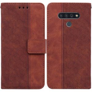 For LG Stylo 6 / K71 Geometric Embossed Leather Phone Case(Brown) (OEM)