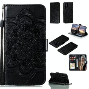For Huawei P40 pro+ Mandala Embossing Pattern Horizontal Flip PU Leather Case with Holder & Card Slots & Walle & Lanyard(Black) (OEM)
