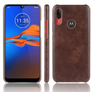 For Motorola Moto E6 Plus Shockproof Litchi Texture PC + PU Case(Brown) (OEM)