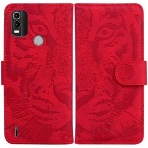 For Nokia C21 Plus Tiger Embossing Pattern Horizontal Flip Leather Phone Case(Red) (OEM)