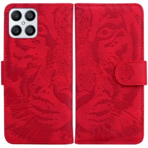 For Honor X8 Tiger Embossing Pattern Horizontal Flip Leather Phone Case(Red) (OEM)