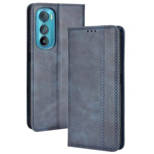 For Motorola Edge 30 Magnetic Buckle Retro Texture Leather Phone Case(Blue) (OEM)