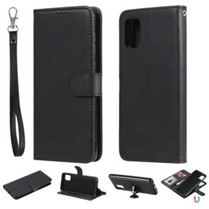 For Samsung Galaxy A31 2 in 1 Solid Color Detachable PU Leather Case with Card Slots & Magnetic Holder & Photo Frame & Wallet & Strap(Black) (OEM)