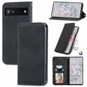 For Google Pixel 6a Retro Skin Feel Magnetic Horizontal Flip Leather Phone Case(Black) (OEM)