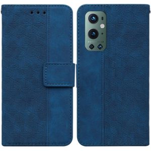 For OnePlus 9 Pro Geometric Embossed Leather Phone Case(Blue) (OEM)