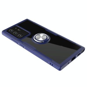 For Samsung Galaxy S24 Ultra 5G Shockproof Transparent TPU + Acrylic Protective Case, with Ring Holder(Navy Blue) (OEM)
