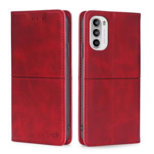 For Motorola Moto G52 4G/G82 5G Cow Texture Magnetic Horizontal Flip Leather Phone Case(Red) (OEM)