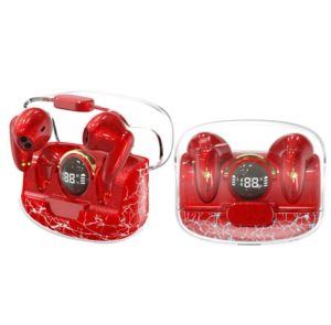 TWS Wireless Bluetooth Headset In-ear Space Capsule Gaming Headset(Transparent Red) (OEM)