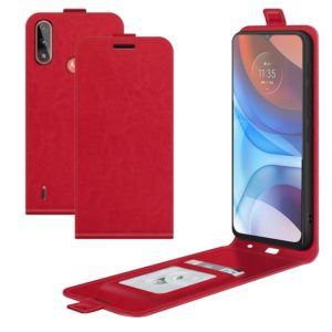 For Motorola Moto E7 Power R64 Texture Single Vertical Flip Leather Protective Case with Card Slots & Photo Frame(Red) (OEM)