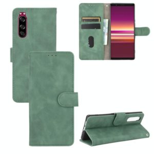 For Sony Xperia 5 Solid Color Skin Feel Magnetic Buckle Horizontal Flip Calf Texture PU Leather Case with Holder & Card Slots & Wallet(Green) (OEM)