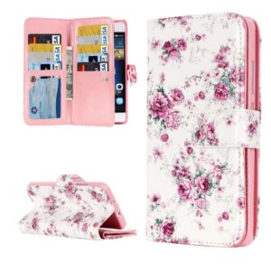 For Huawei P8 Lite Rose Pattern Horizontal Flip Leather Case with 9 Card Slots & Wallet & Holder (OEM)