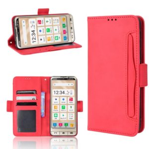 For Sharp Simple Sumaho 6 Skin Feel Calf Texture Card Slots Leather Phone Case(Red) (OEM)