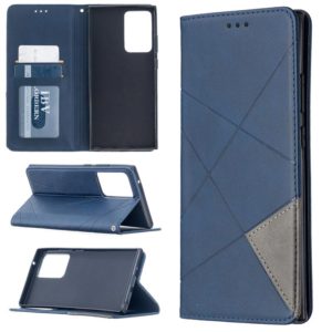 For Samsung Galaxy Note 20 Ultra Rhombus Texture Horizontal Flip Magnetic Leather Case with Holder & Card Slots & Wallet(Blue) (OEM)