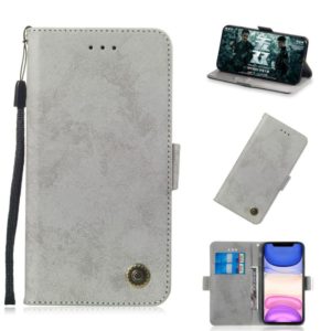 For iPhone 11 Retro Horizontal Flip Leather Case with Card Slot & Holder(Gray) (OEM)