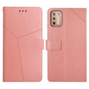 For Motorola Moto G9 Plus Y Stitching Horizontal Flip Leather Phone Case with Holder & Card Slots & Wallet & Photo Frame(Rose Gold) (OEM)