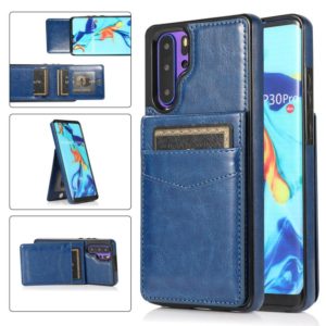 For Huawei P30 Pro Solid Color PC + TPU Protective Case with Holder & Card Slots(Blue) (OEM)