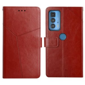 For Motorola Edge 20 Pro Y Stitching Horizontal Flip Leather Phone Case with Holder & Card Slots & Wallet & Photo Frame(Brown) (OEM)