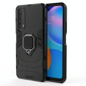 For Huawei P Smart (2021) PC + TPU Shockproof Protective Case with Magnetic Ring Holder(Black) (OEM)