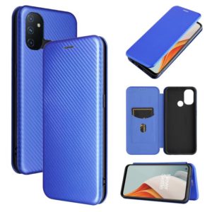 For OnePlus Nord N100 Carbon Fiber Texture Horizontal Flip TPU + PC + PU Leather Case with Card Slot(Blue) (OEM)