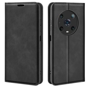 For Honor Magic4 Pro Retro-skin Magnetic Suction Leather Phone Case(Black) (OEM)