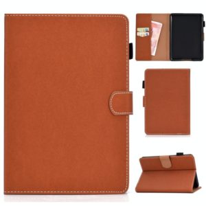 For Kindle Paperwhite 4 / 3 / 2 / 1 Solid Color Tablet PC Universal Magnetic Horizontal Flip Leather Case with Card Slots & Holder(Brown) (OEM)