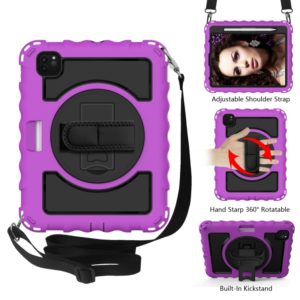 For iPad Pro 11 (2020) PC + Silicone Shockproof Combination Tablet Case with 360 Degree Rotating Holder & Handle(Purple) (OEM)