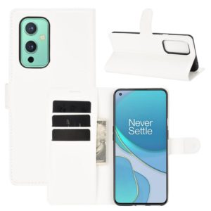 For OnePlus 9 Litchi Texture Horizontal Flip Protective Case with Holder & Card Slots & Wallet(White) (OEM)