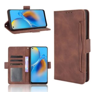 For OPPO A74 4G / F19 4G Skin Feel Calf Pattern Horizontal Flip Leather Case with Holder & Card Slots & Photo Frame(Brown) (OEM)