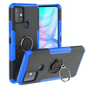 For Infinix Note 10 Armor Bear Shockproof PC + TPU Protective Case with Ring Holder(Blue) (OEM)