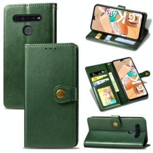 For LG K41S Retro Solid Color Leather Buckle Phone Case with Lanyard & Photo Frame & Card Slot & Wallet & Stand Function(Green) (OEM)