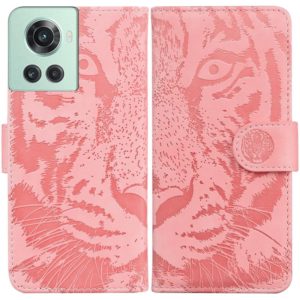 For OnePlus 10R / Ace Tiger Embossing Pattern Horizontal Flip Leather Phone Case(Pink) (OEM)