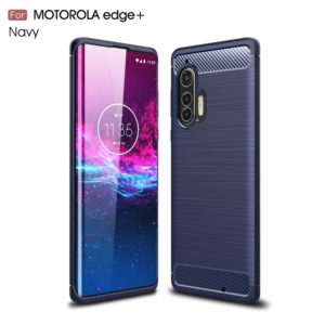 For Motorola Moto Edge Plus Brushed Texture Carbon Fiber TPU Case(Navy Blue) (OEM)