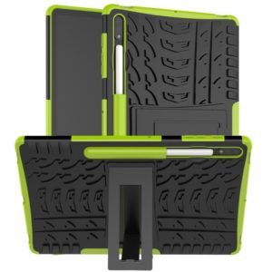 For Samsung Galaxy Tab S7 Lite T730 / T735 & S7+ T970 / T976B Tire Texture Shockproof TPU + PC Protective Case with Holder(Green) (OEM)