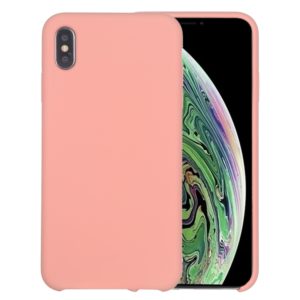 For iPhone XS Max Four Corners Full Coverage Liquid Silicone Protective Case Back Cover(Pink) (OEM)