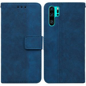 For Huawei P30 Pro Geometric Embossed Leather Phone Case(Blue) (OEM)