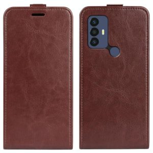 For TCL 30 SE/305/306 R64 Texture Single Vertical Flip Leather Phone Case(Brown) (OEM)