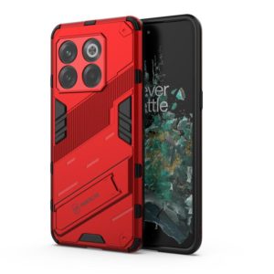 For OnePlus 10T 5G Punk Armor PC + TPU Phone Case with Holder(Red) (OEM)