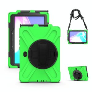 For Samsung Galaxy Tab Active Pro T540 / T545 / Tab Active4 Pro Shockproof Colorful Silicone + PC Protective Case with Holder & Hand Grip Strap(Green) (OEM)