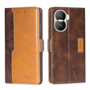 For Honor X40i Contrast Color Side Buckle Leather Phone Case(Dark Brown + Gold) (OEM)