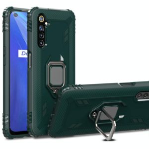 For OPPO Realme 6S Carbon Fiber Protective Case with 360 Degree Rotating Ring Holder(Green) (OEM)