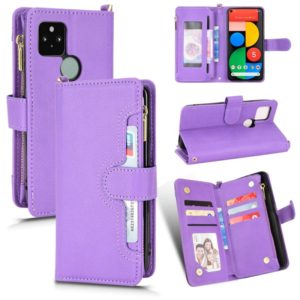For Google Pixel 5 5G Litchi Texture Zipper Leather Phone Case(Purple) (OEM)
