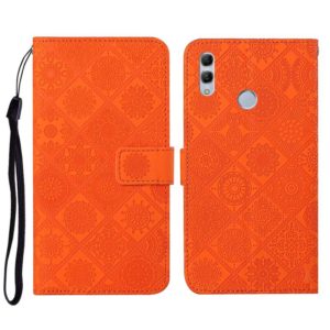 For Huawei Honor 8X Ethnic Style Embossed Pattern Horizontal Flip Leather Case with Holder & Card Slots & Wallet & Lanyard(Orange) (OEM)