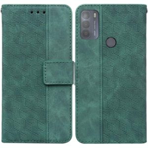 For Motorola Moto G50 Geometric Embossed Leather Phone Case(Green) (OEM)