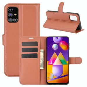 For Samsung Galaxy M31s Litchi Texture Horizontal Flip Protective Case with Holder & Card Slots & Wallet(Brown) (OEM)