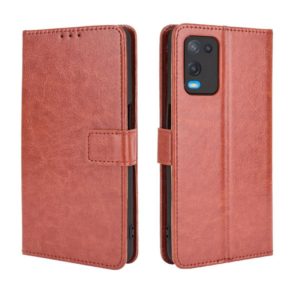 For OPPO A54 4G Retro Crazy Horse Texture Horizontal Flip Leather Case with Holder & Card Slots & Lanyard(Brown) (OEM)