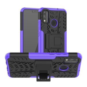 For Huawei Honor 9X Lite Tire / Honor 8X Texture Shockproof TPU + PC Protective Case with Holder(Purple) (OEM)
