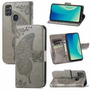 For ZTE Blade A7S 2020 Butterfly Love Flowers Embossed Horizontal Flip Leather Case with Holder & Card Slots & Wallet & Lanyard(Grey) (OEM)