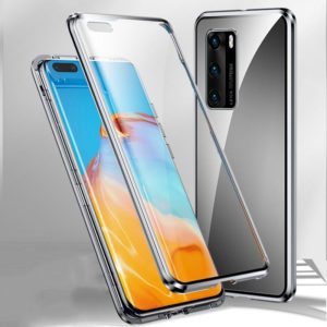 For Huawei P40 Magnetic Metal Frame Double-sided Tempered Glass Case(Silver) (OEM)